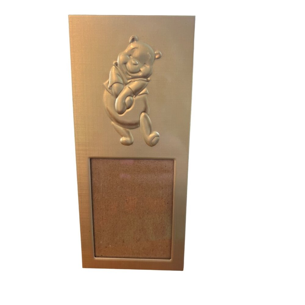 Disney Winnie The Pooh Photo Frame Silver Tone  6.75" x 3" Holds 3 x 3 picture